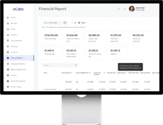 Financial report on a desktop screen, with gross earnings, fees and payment totals