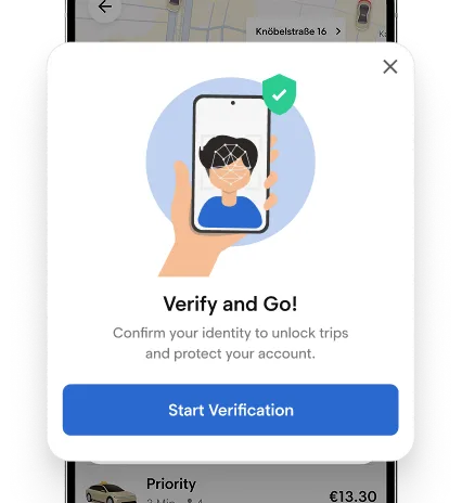 Driver app prompt asking the driver to verify their identity before going online