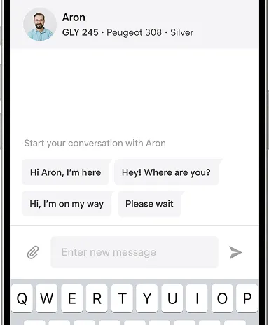 Branded passenger app with in-app chat between passenger and driver